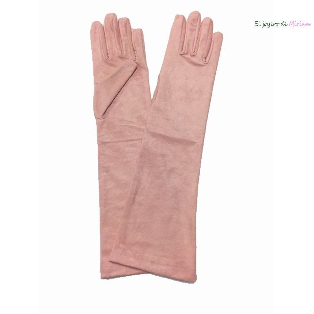 Guantes rosas antelina 40 cm