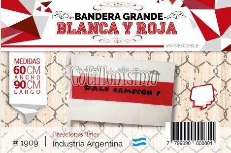 Bandera Grande BLANCO y ROJO (FRISELINA) 60x90cm X5 Unidades